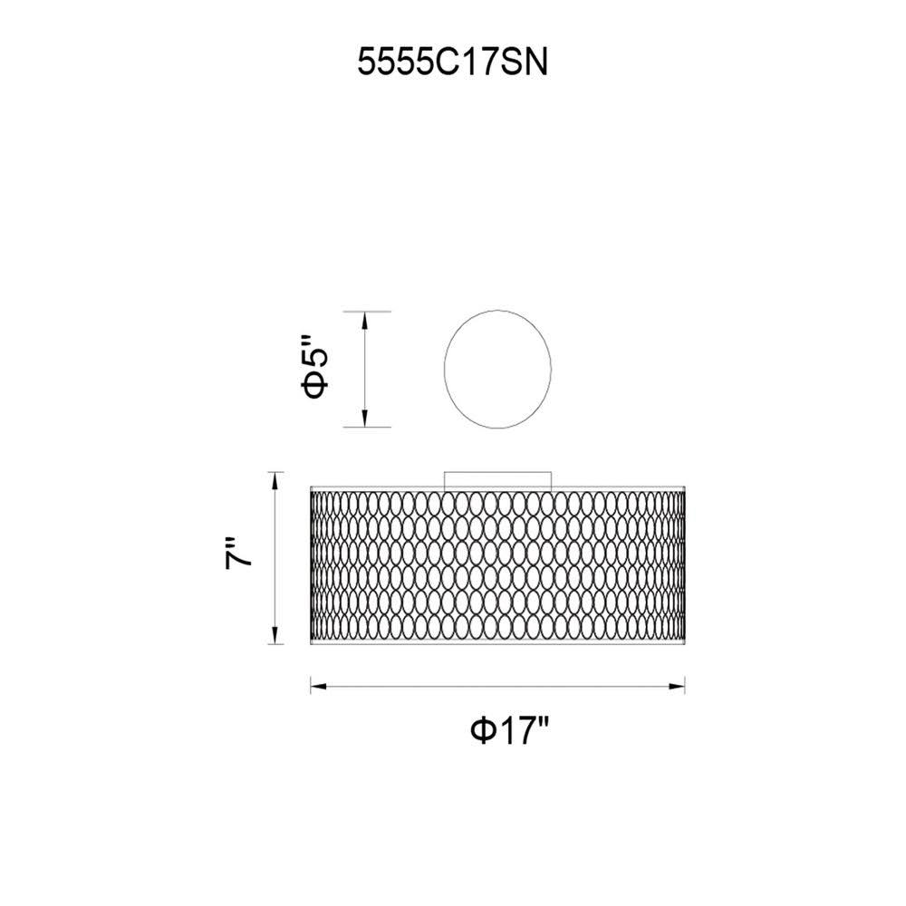 3-Light Satin Nickel Flush Mount X9409
