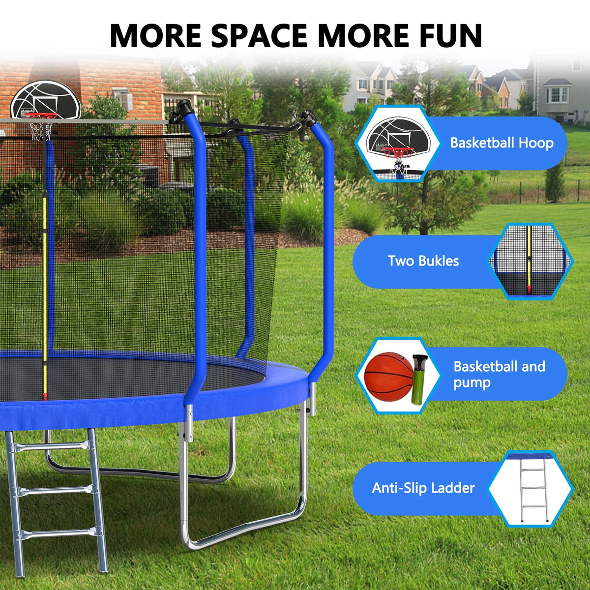 14FT Trampoline with Enclosure and Ladder R452