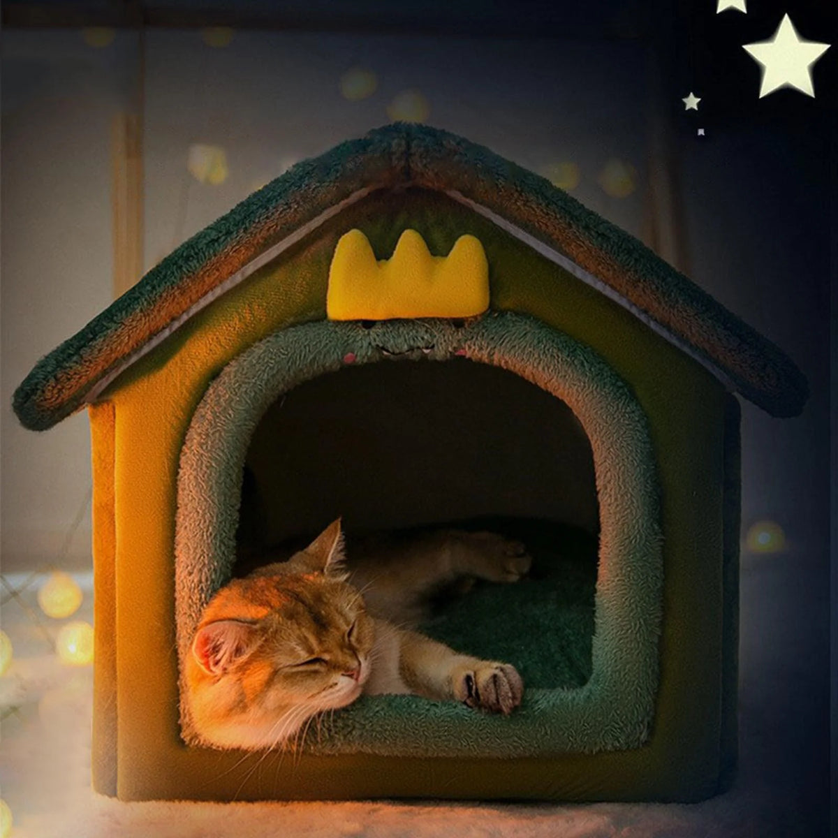 Cats Bed Sleeping House Cave Non Slip Kennel Warm Tent N10506