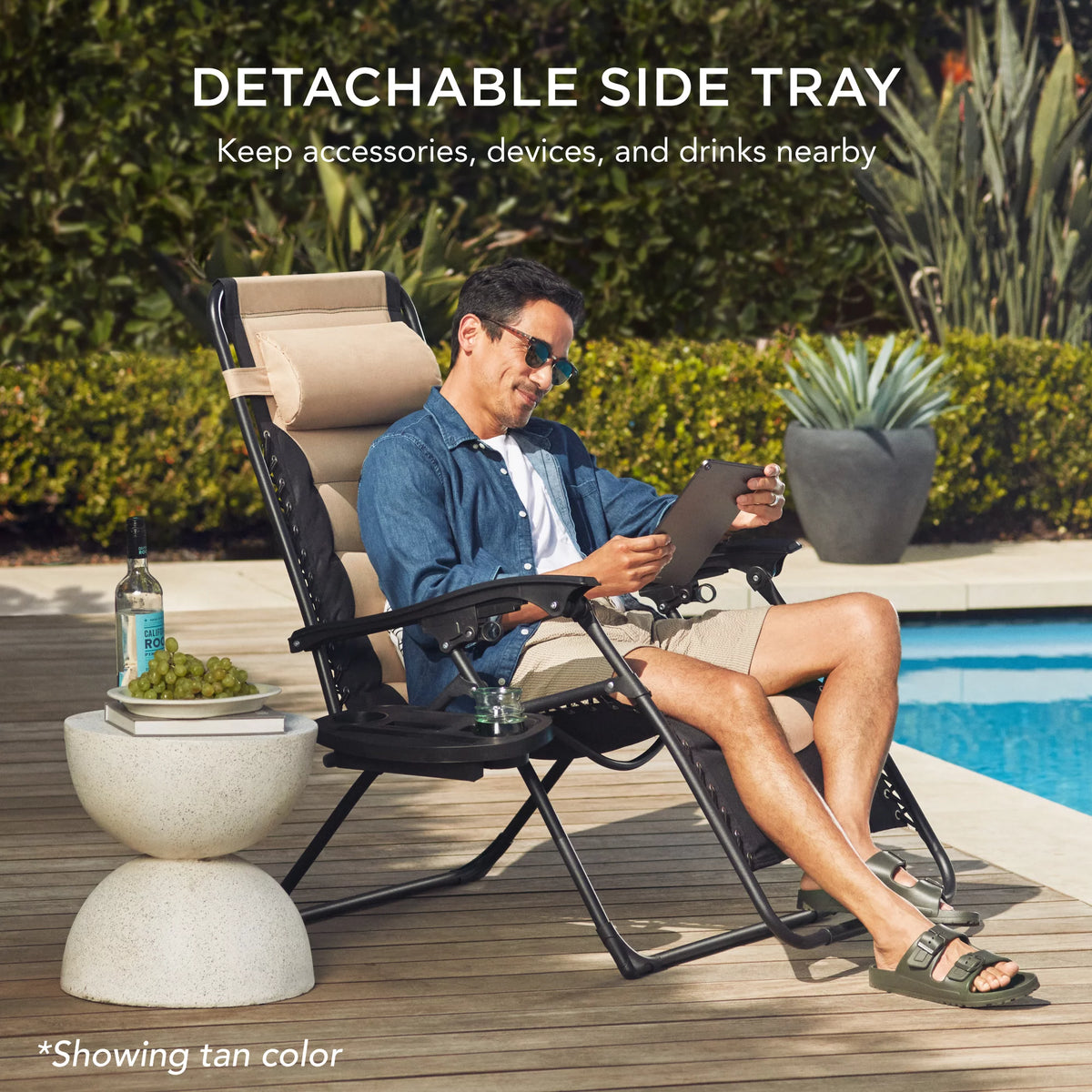 Oversized Padded Zero Gravity Folding Outdoor Recliner K547