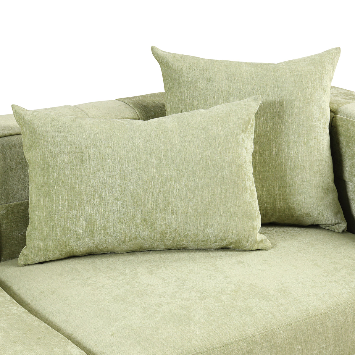 Green Upholstered Sofa with 4 Pillows and Golden Metal Legs T471850