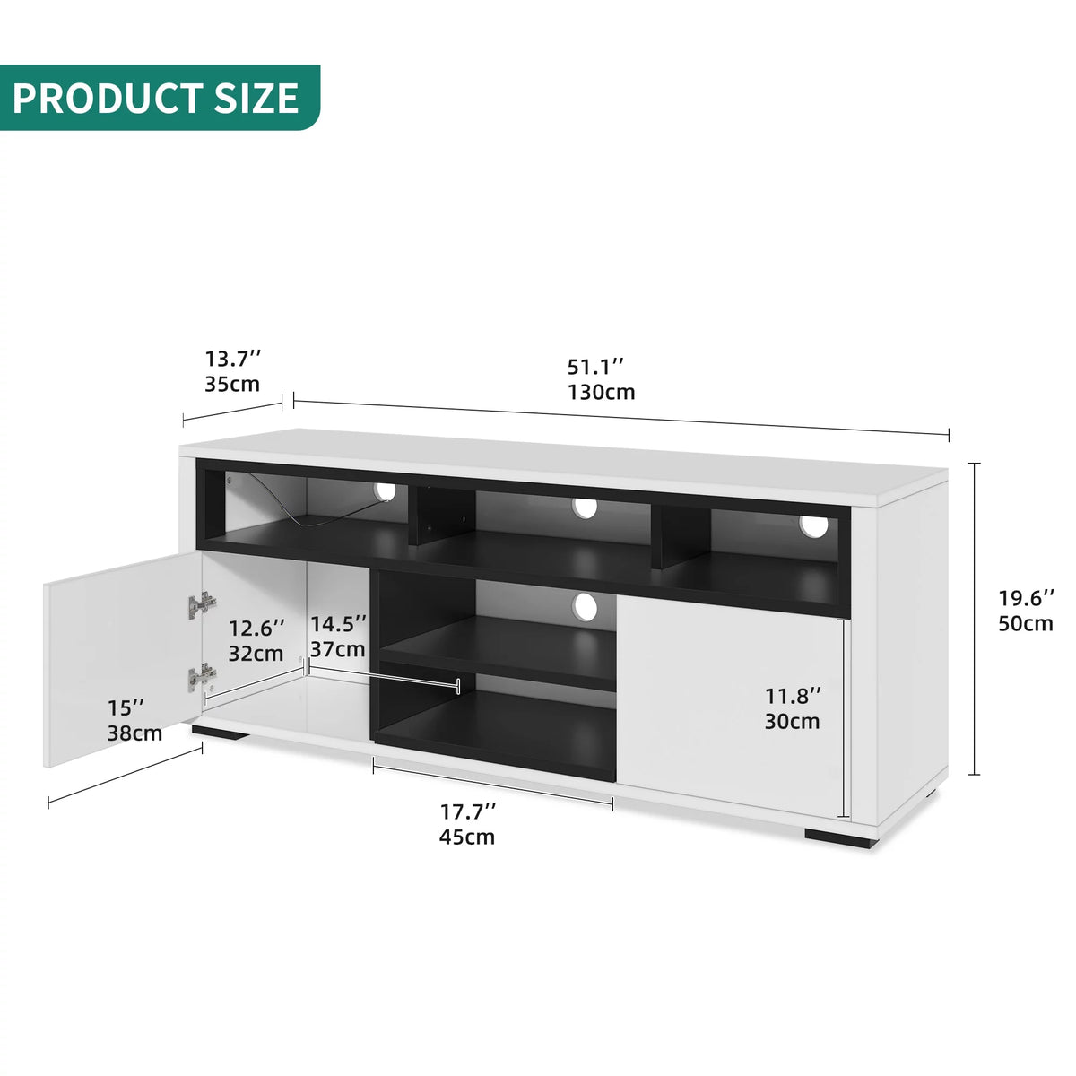 White High Gloss TV Stand with LED Lights B6082