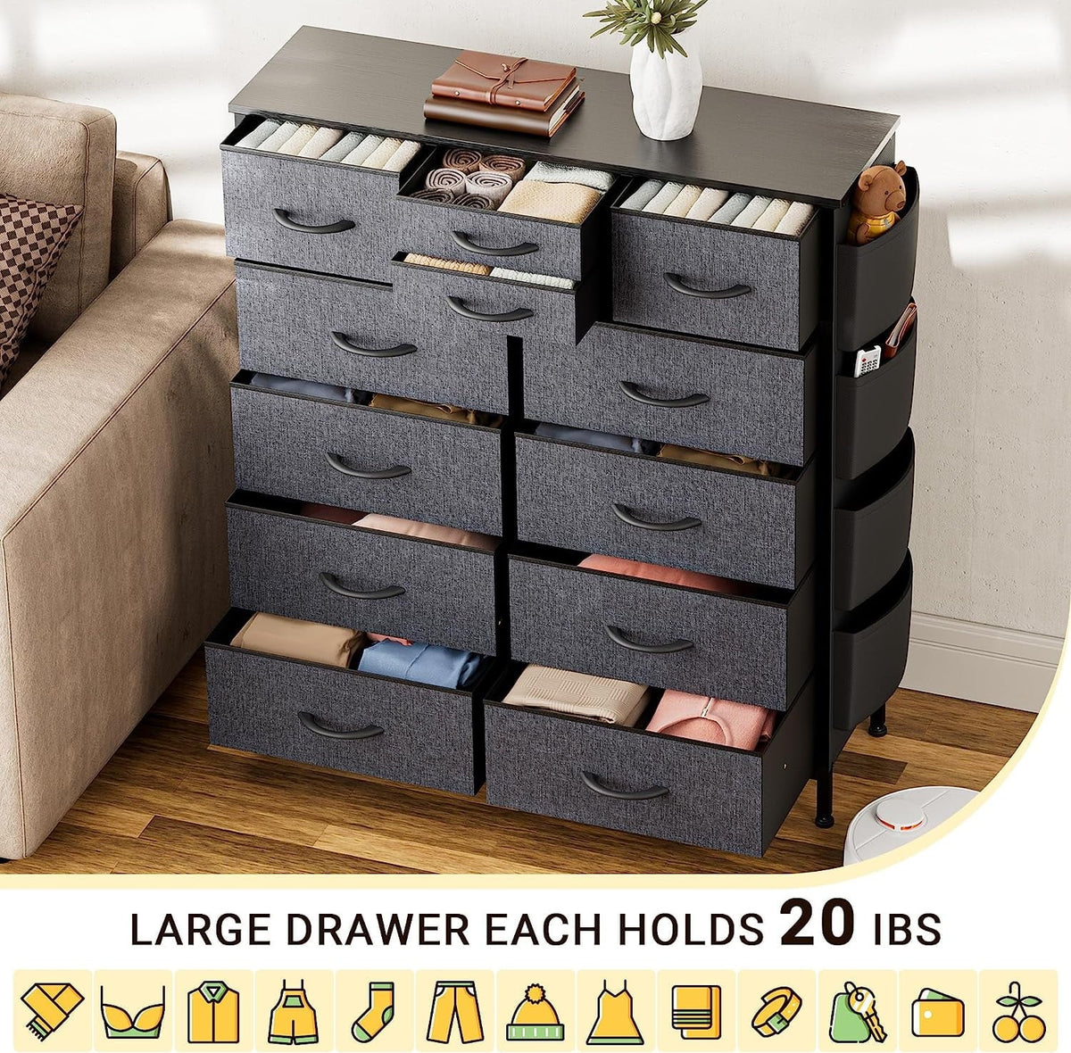 12 Drawer Fabric Dresser N251