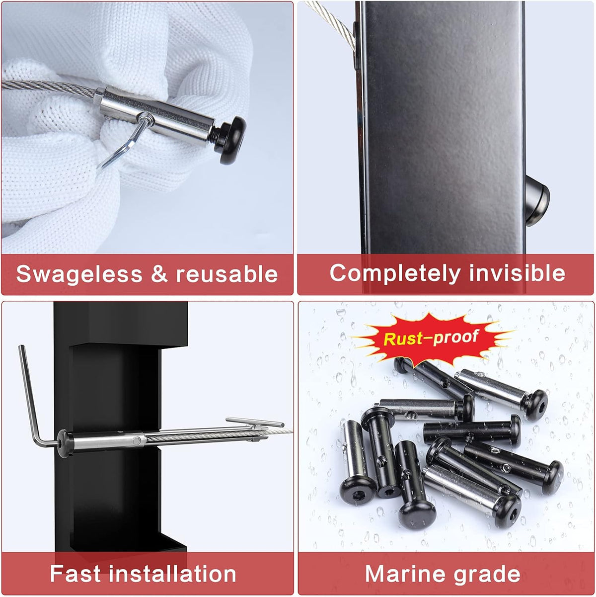 Black Cable Railing Kit 10Set 1/8 Turnbuckle Tensioner G99256