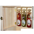 Hot Sauce Gift Set Wood Box 3 Glass Bottles Habanero, Jalapeno, Ghost Pepper B450