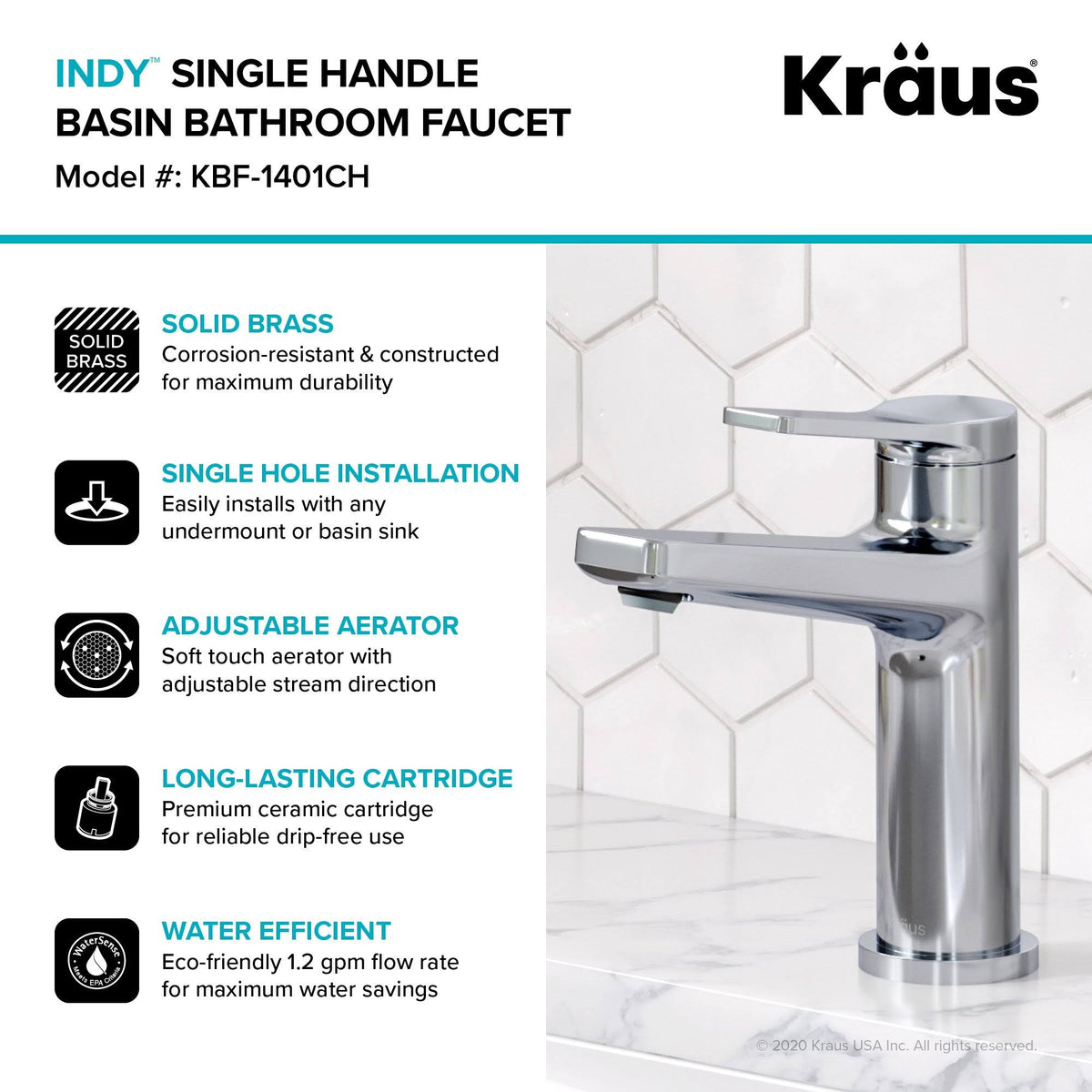 Single Handle Bathroom Faucet - Stainless Steel C4574