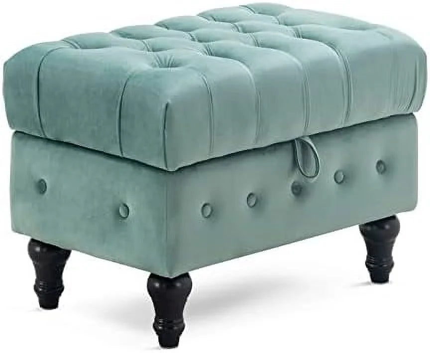 Rectangular Velvet Tufted Ottoman L65052