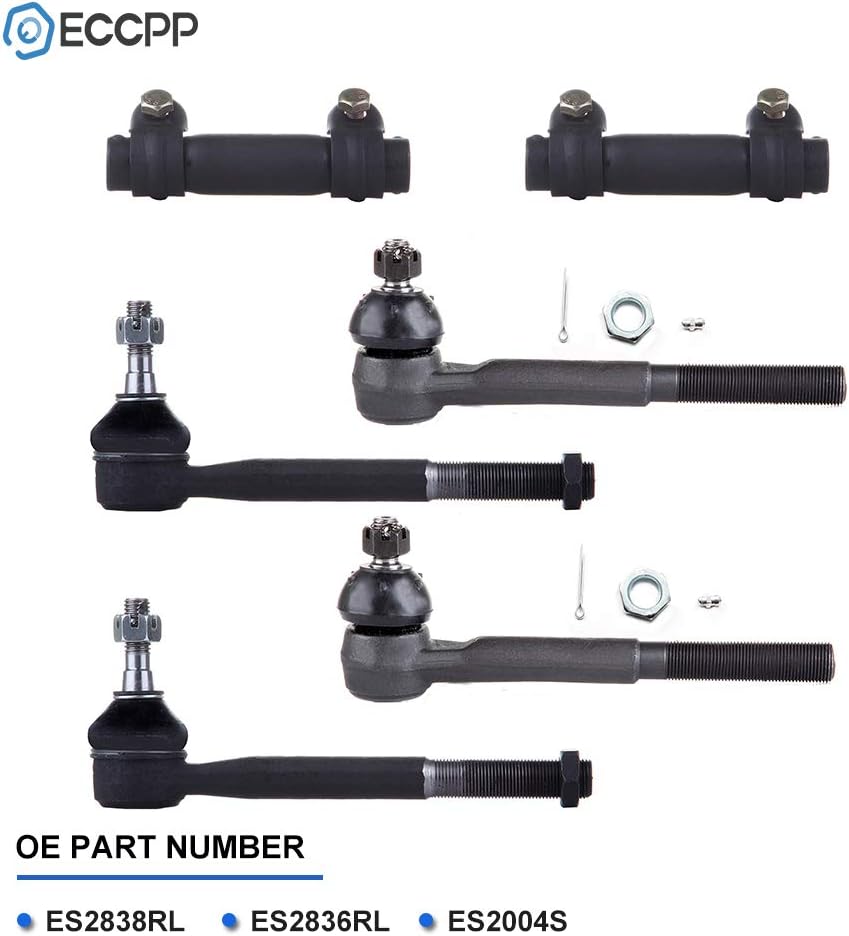 Front Inner Outer Tie Rod End and Adjusting Sleeves Suspension Tools 6pcs U9432
