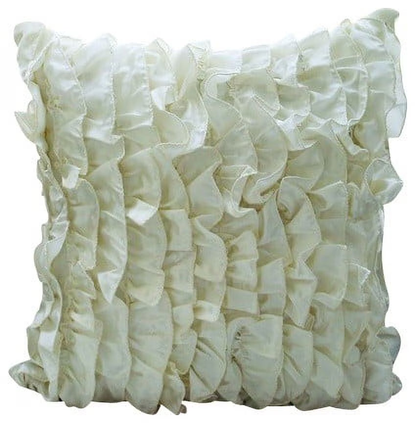Ivory Square Satin Throw Pillow Cover Pack of 2 18x18 inch A49198