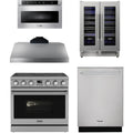 36 Electric Range, Range Hood, Dishwasher, Microwave and Wine Cooler V724