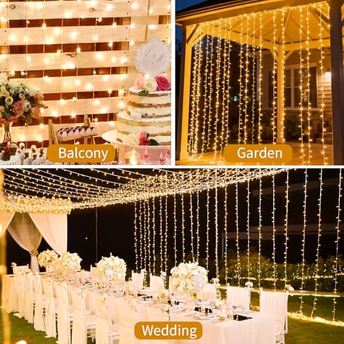 2 Packs LED Curtain String Lights 8FT x 7FT Waterproof Warm White V78190