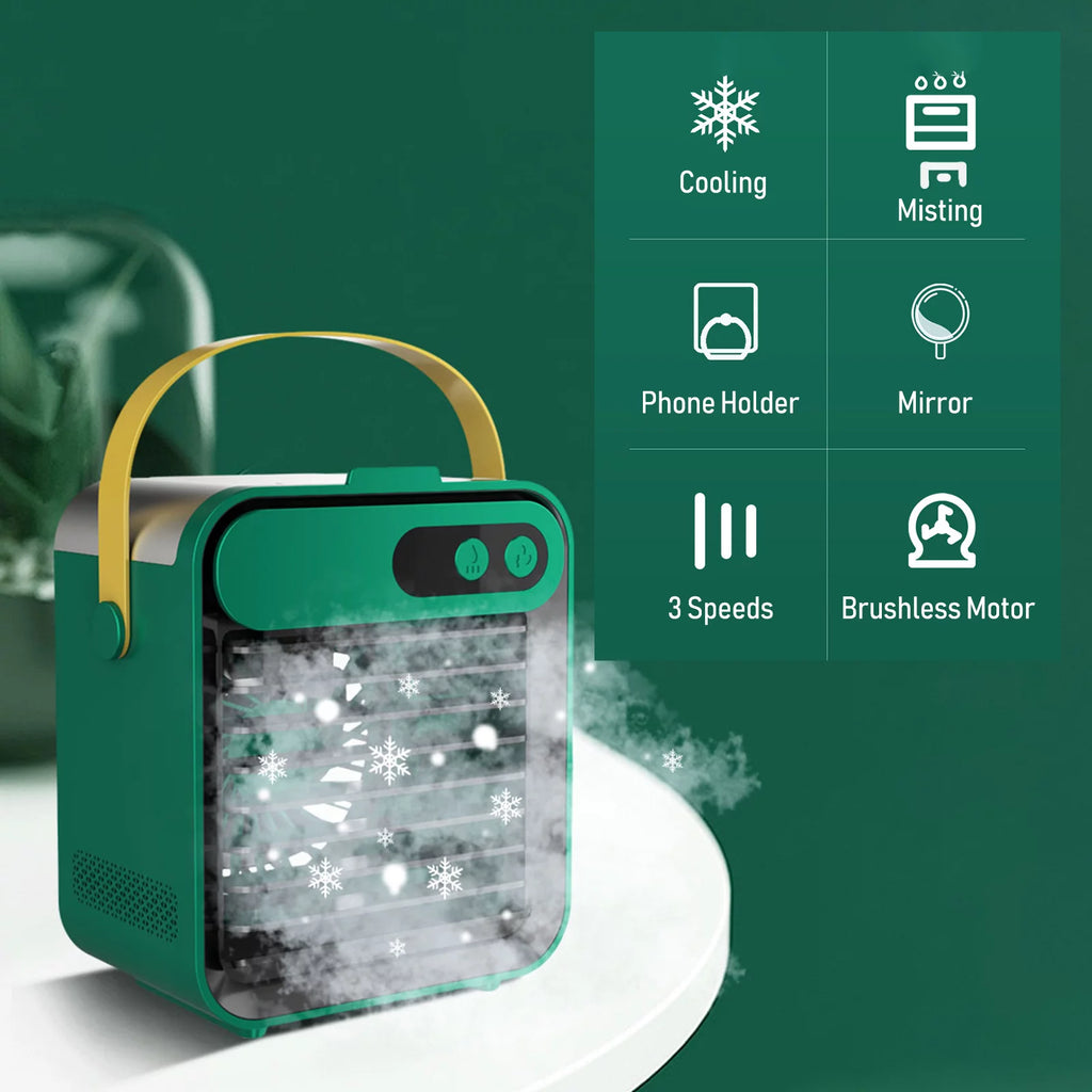 Air Conditioner Fan with Phone Holder Mirror 180mL 3 Speeds USB G446471