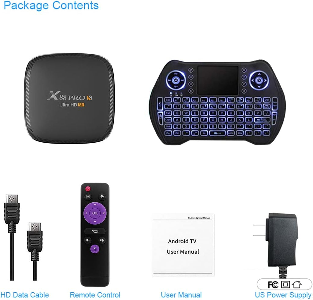 Smart TV Box with Mini Wireless Backlit Keyboard, 4G RAM 64G ROM, USB 3.0, Ultra HD 6K, HDR 10+, Dual Band WiFi, BT4.2, Android 11.0, Pack of 2 C646