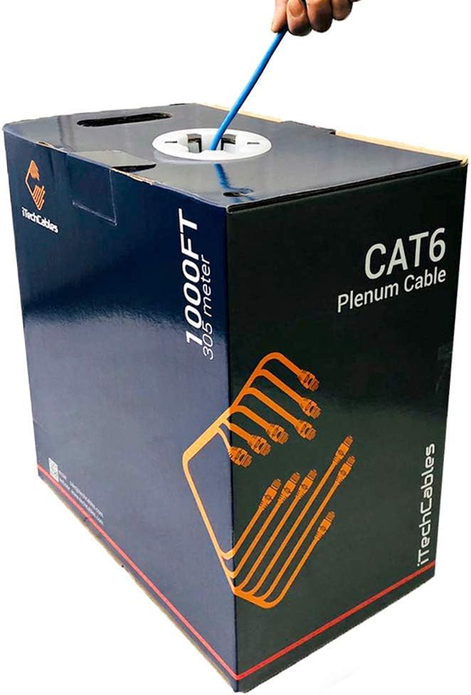 CAT6 Plenum Bulk Ethernet Cable 1000ft 23AWG 4Pair Solid Blue C969927
