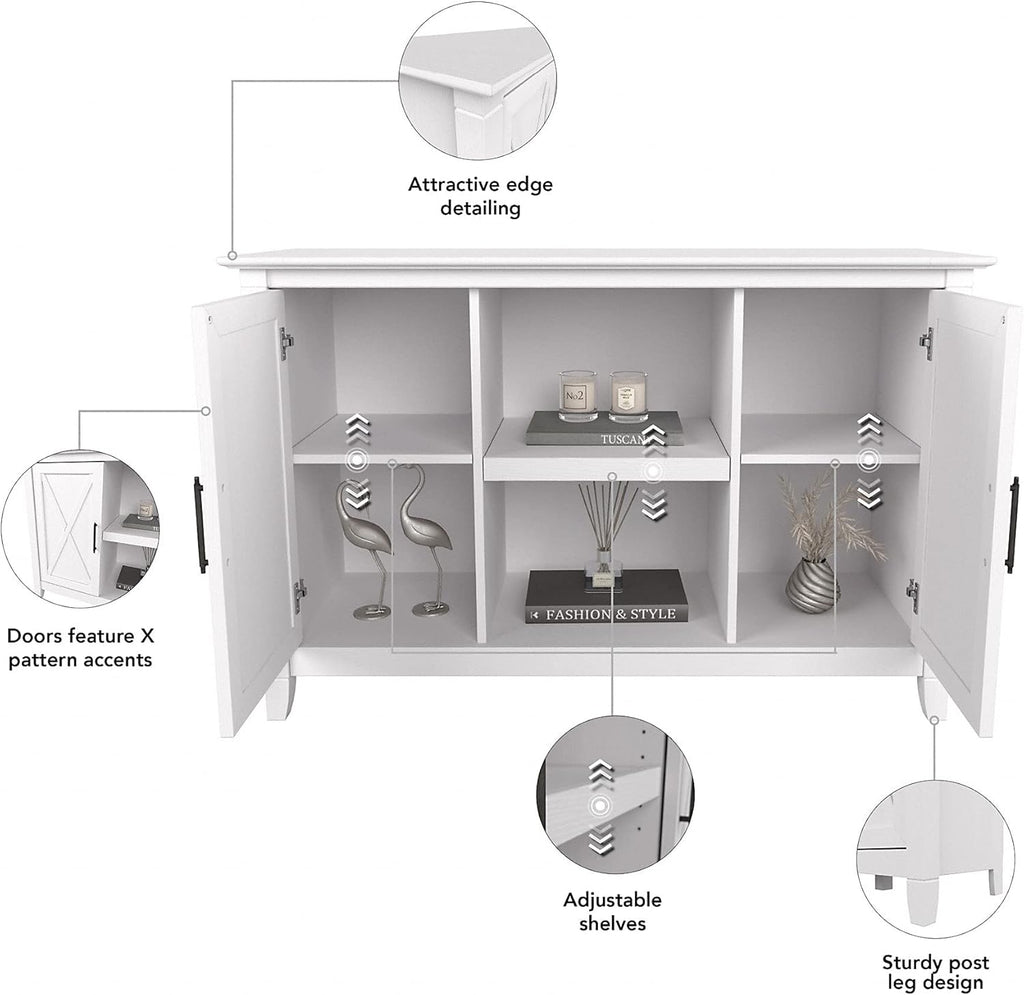 Pure White Oak Accent Cabinet with Doors W506