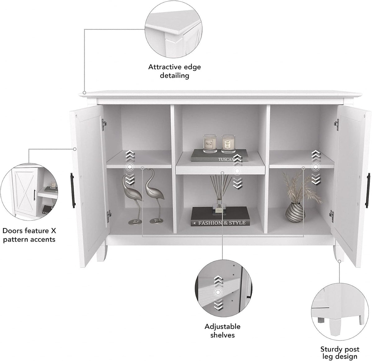 Pure White Oak Accent Cabinet with Doors W506