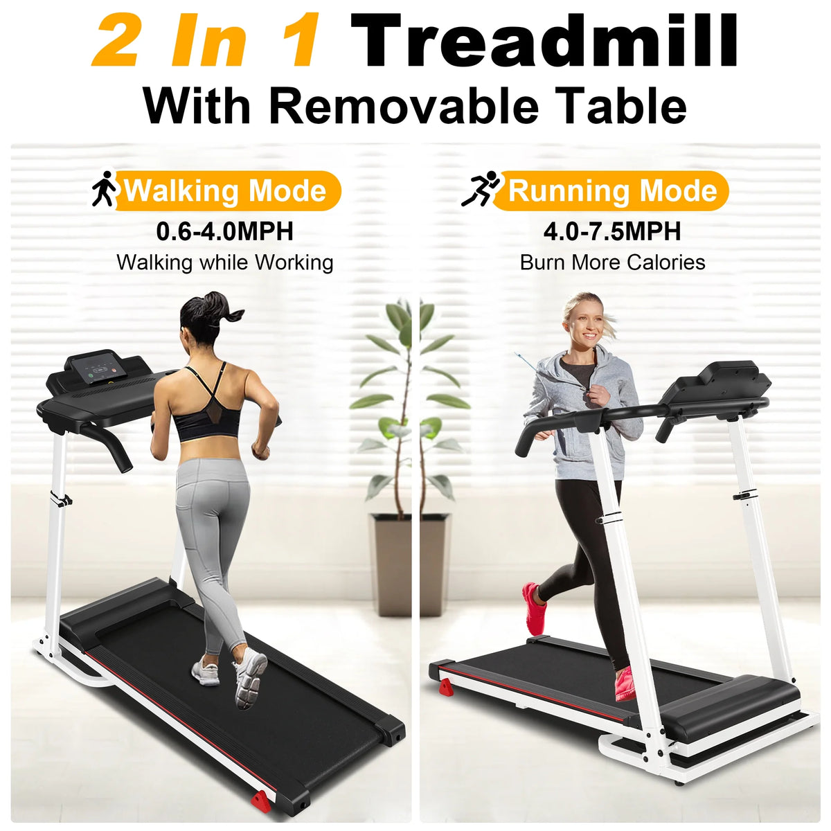 300Lbs Portable Folding Treadmill with Desk Y9001