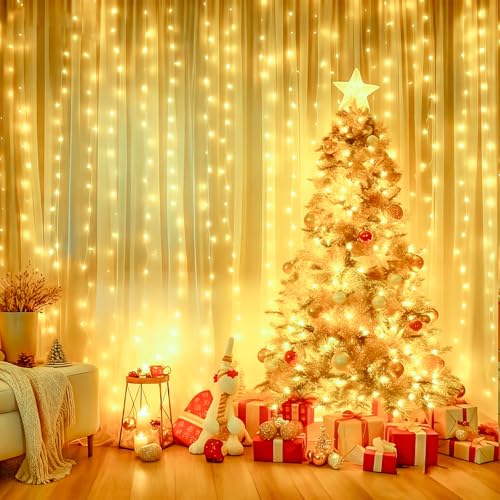 2 Packs LED Curtain String Lights 8FT x 7FT Waterproof Warm White V78190