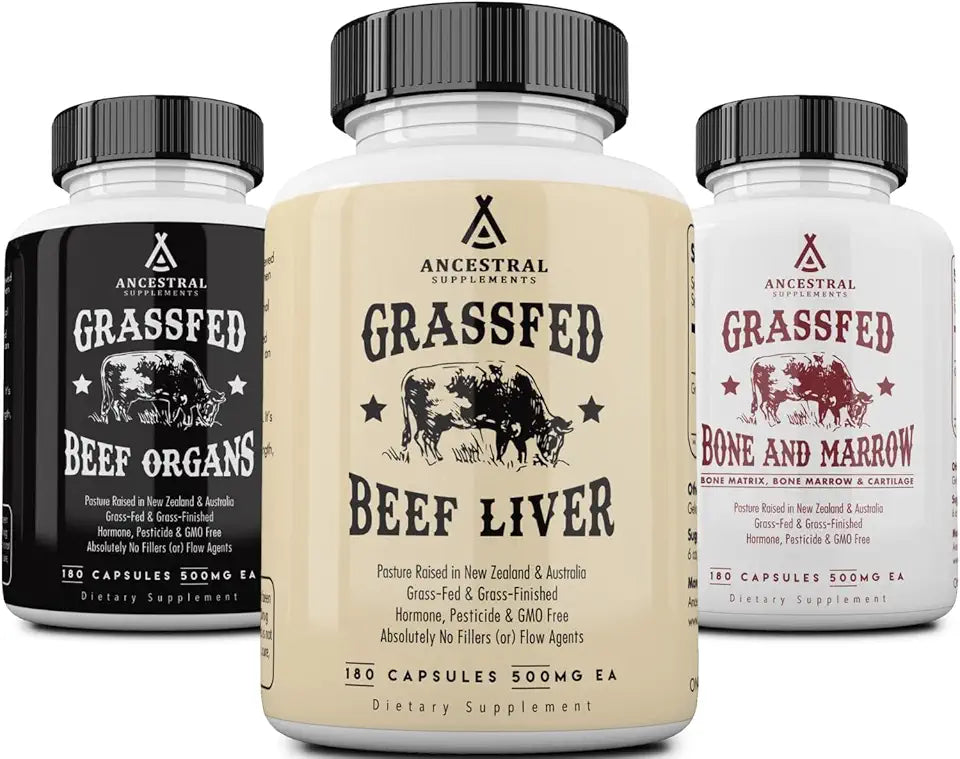 Grass Fed Beef Liver Organ Bone and Marrow Capsules E518