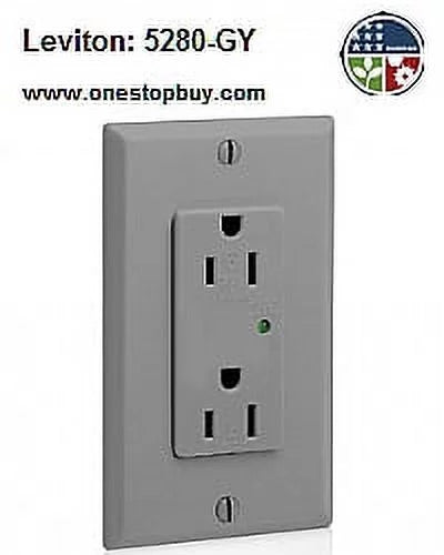 Gray Industrial Grade Duplex Receptacle 15A 125V U26950
