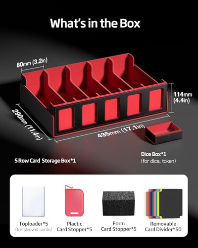5-Row Trading Card Storage Box with Magnetic Lid B650