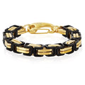 Black and Gold Plated Stainless Steel Byzantine Chain Bracelet M45039