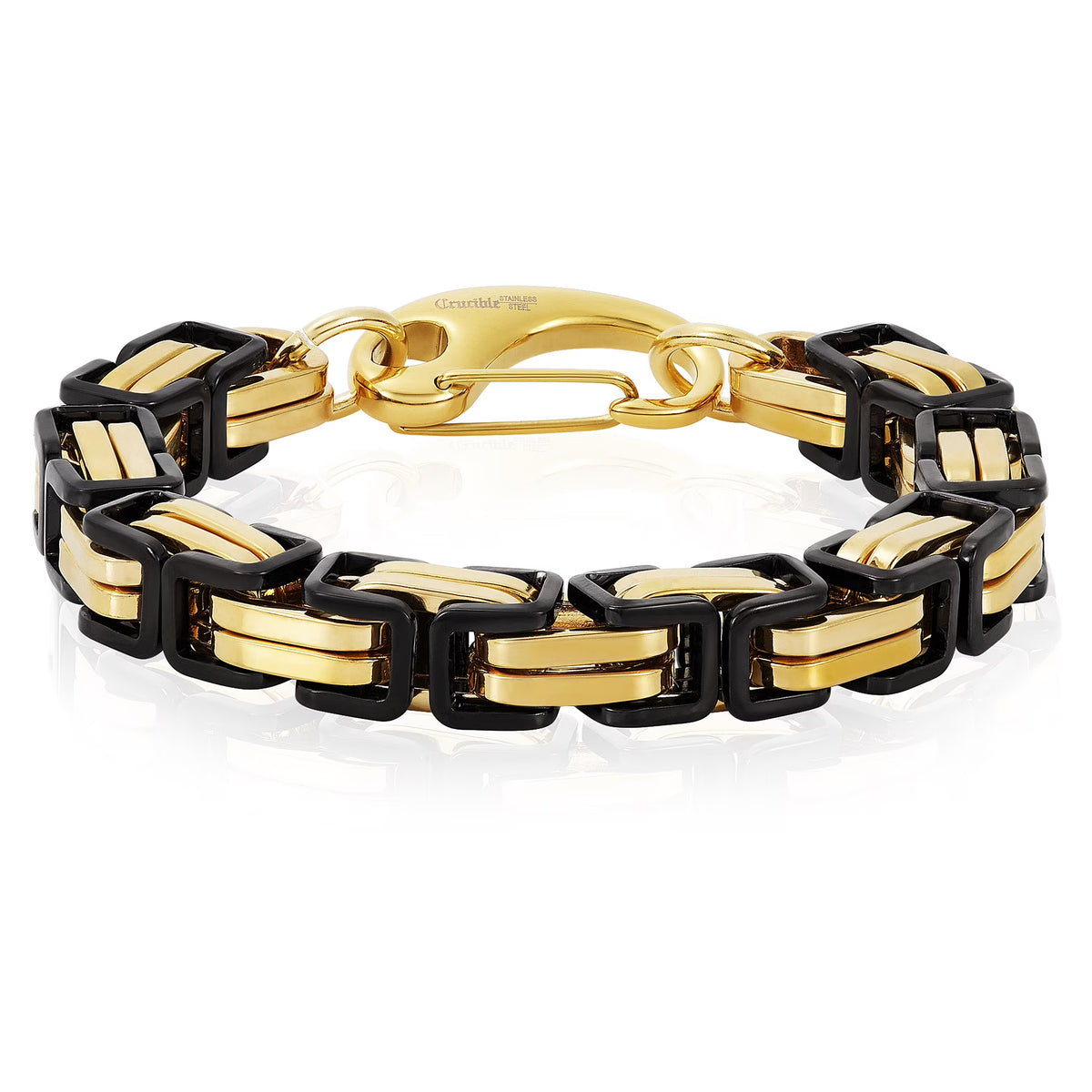Black and Gold Plated Stainless Steel Byzantine Chain Bracelet M45039