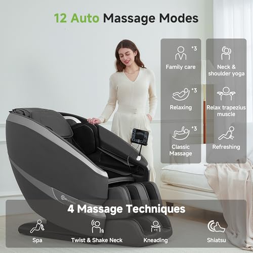 Black Full Body Zero Gravity Shiatsu Massage Recliner Q75857