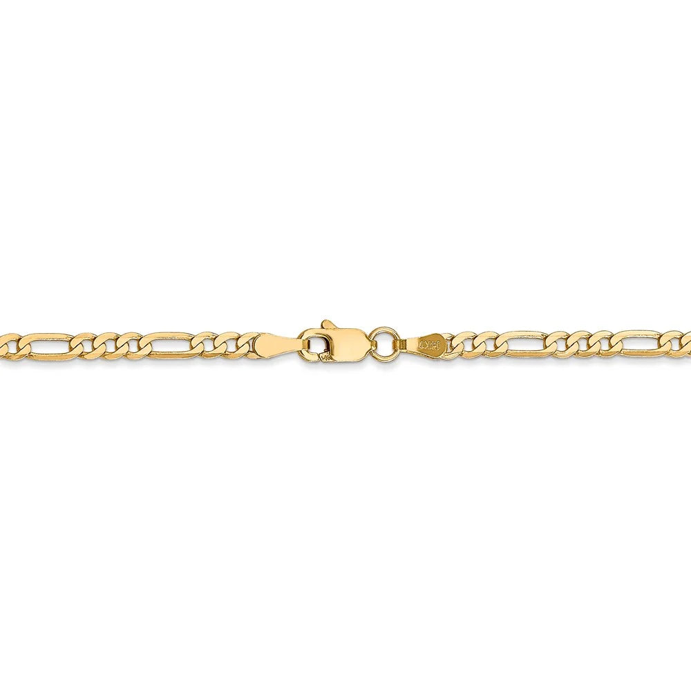 14kt Yellow Gold Flat Figaro Chain 24 inch Lobster Clasp X767