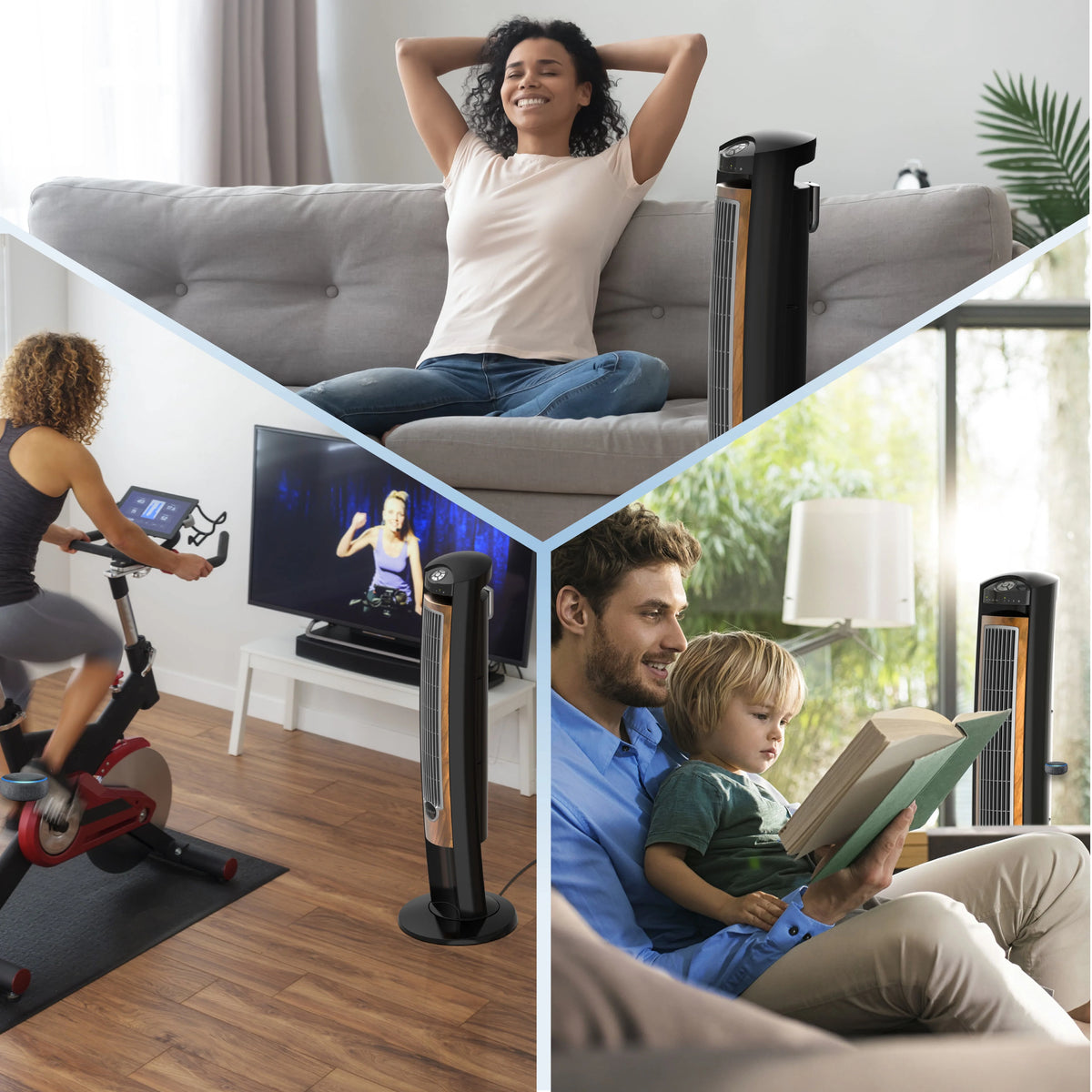 Black Brown Tower Fan with Remote Control R319981