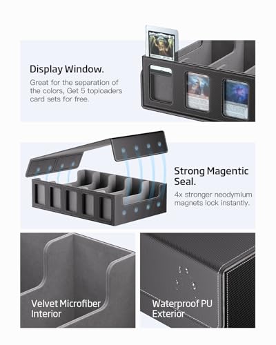 5-Row Trading Card Storage Box with Magnetic Lid B650