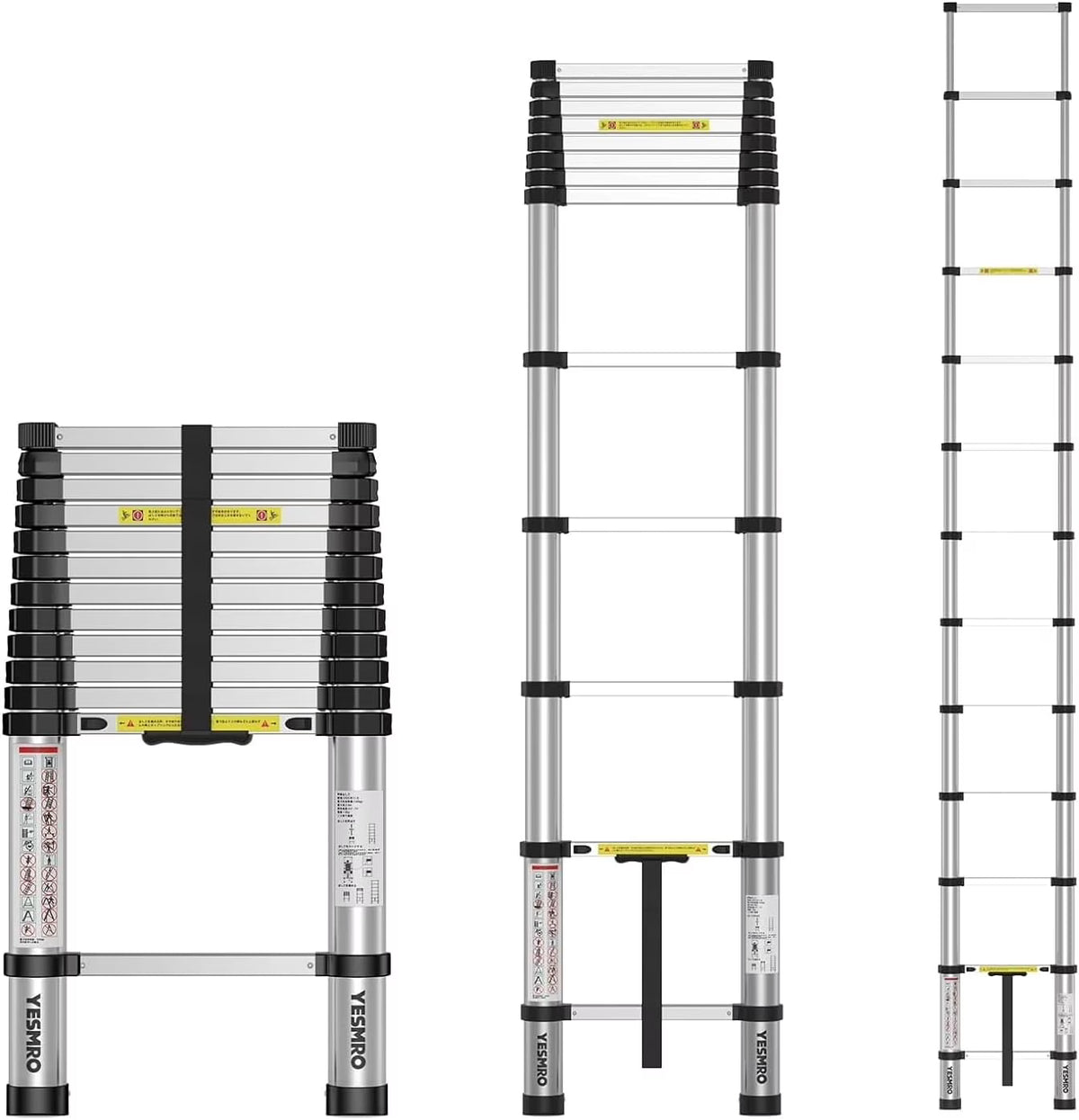Telescoping Ladder 12.5ft, Aluminum Collapsible, Heavy Duty 330lbs, Non-Slip B89863