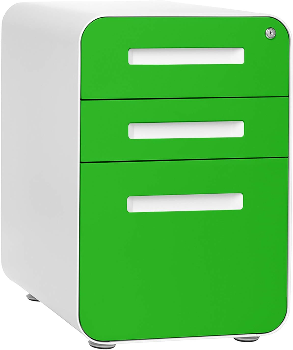 3-Drawer Mobile File Cabinet Orange Faceplate I9747