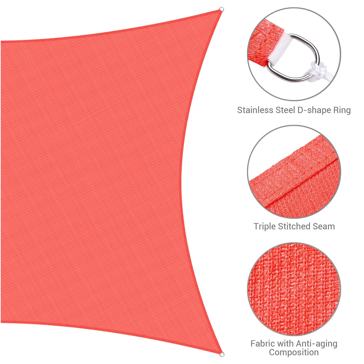 19x13Ft 97% UV Block Rectangle Sun Shade Sail Watermelon Red J900686