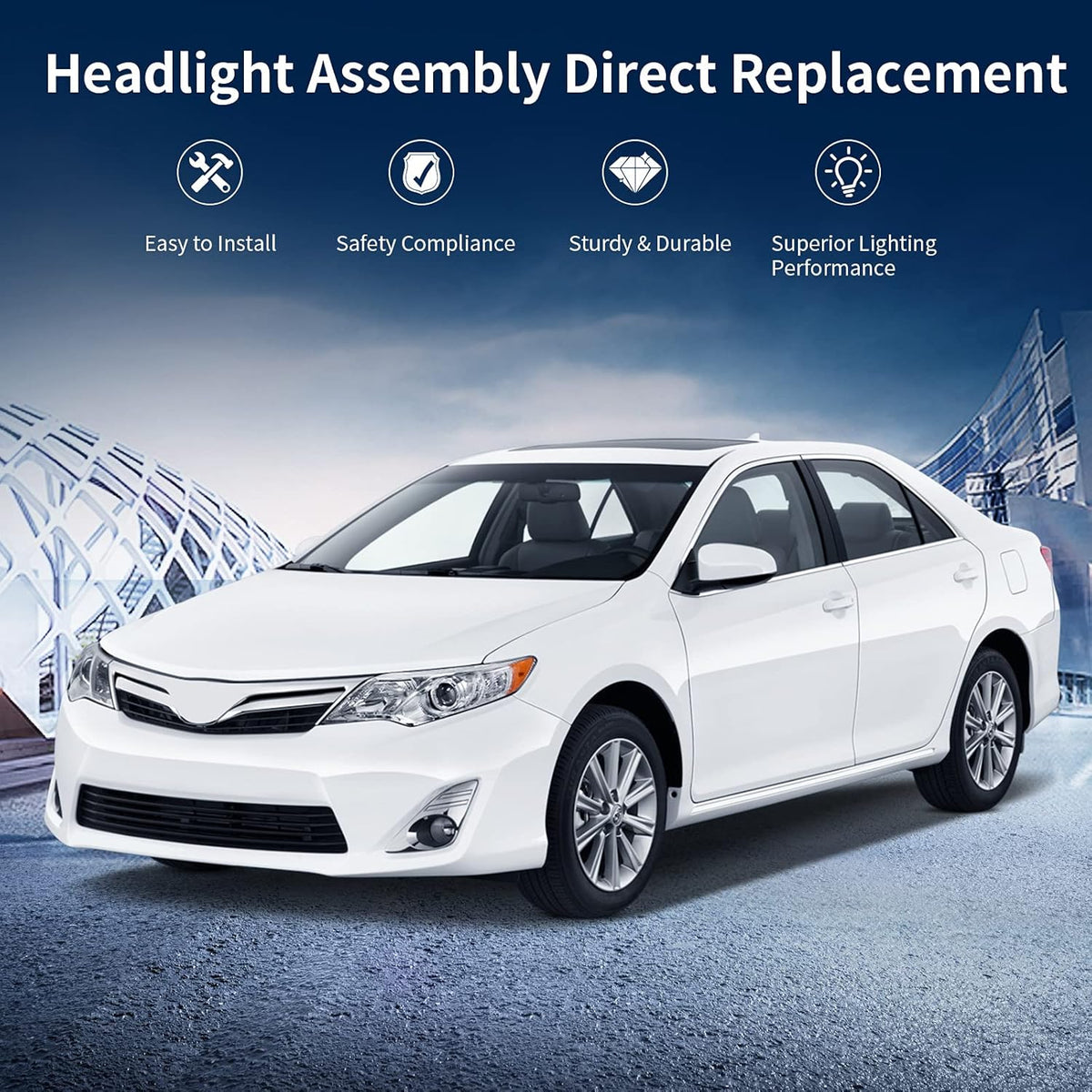 Headlight Assembly with Chrome Housing Clear Lens U3102