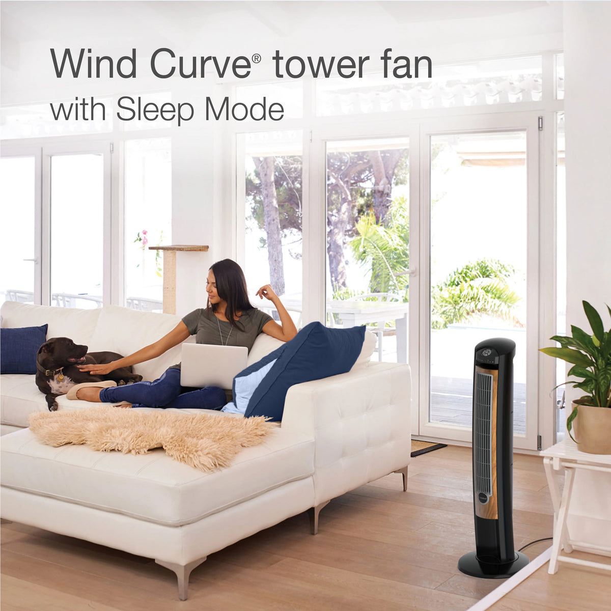 Black Brown Tower Fan with Remote Control R319981