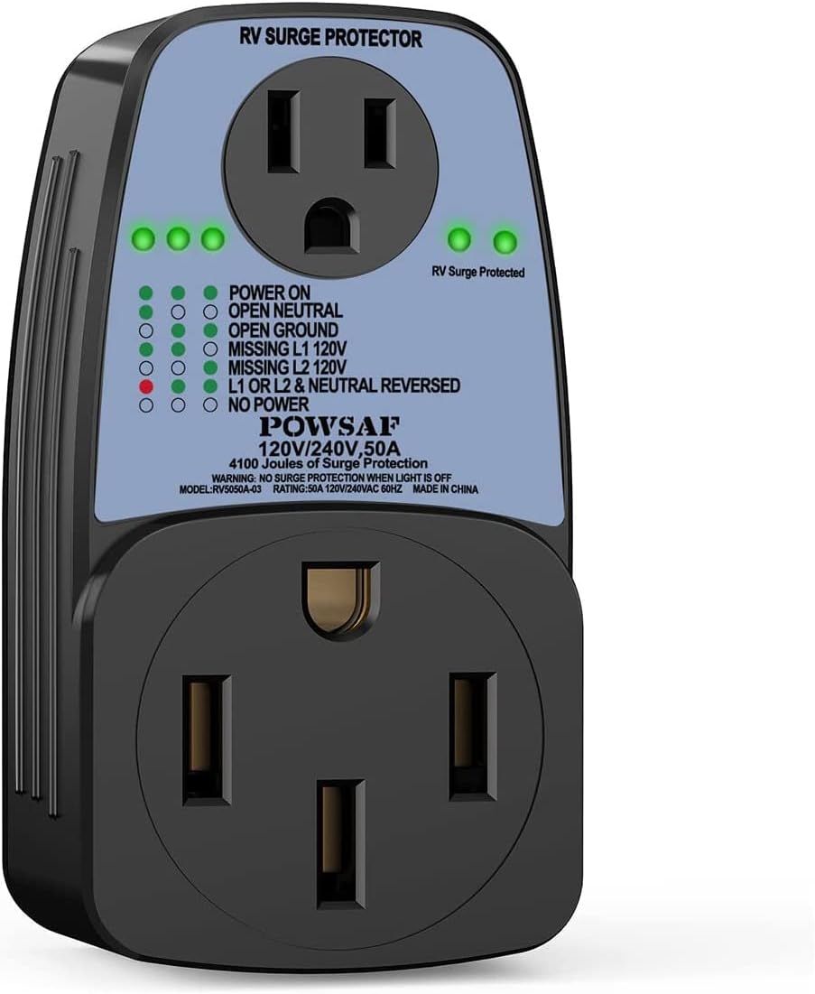 4100 Joules RV Surge Protector with 50 Amp Male to 50 Amp Female and 15 Amp Female L11072