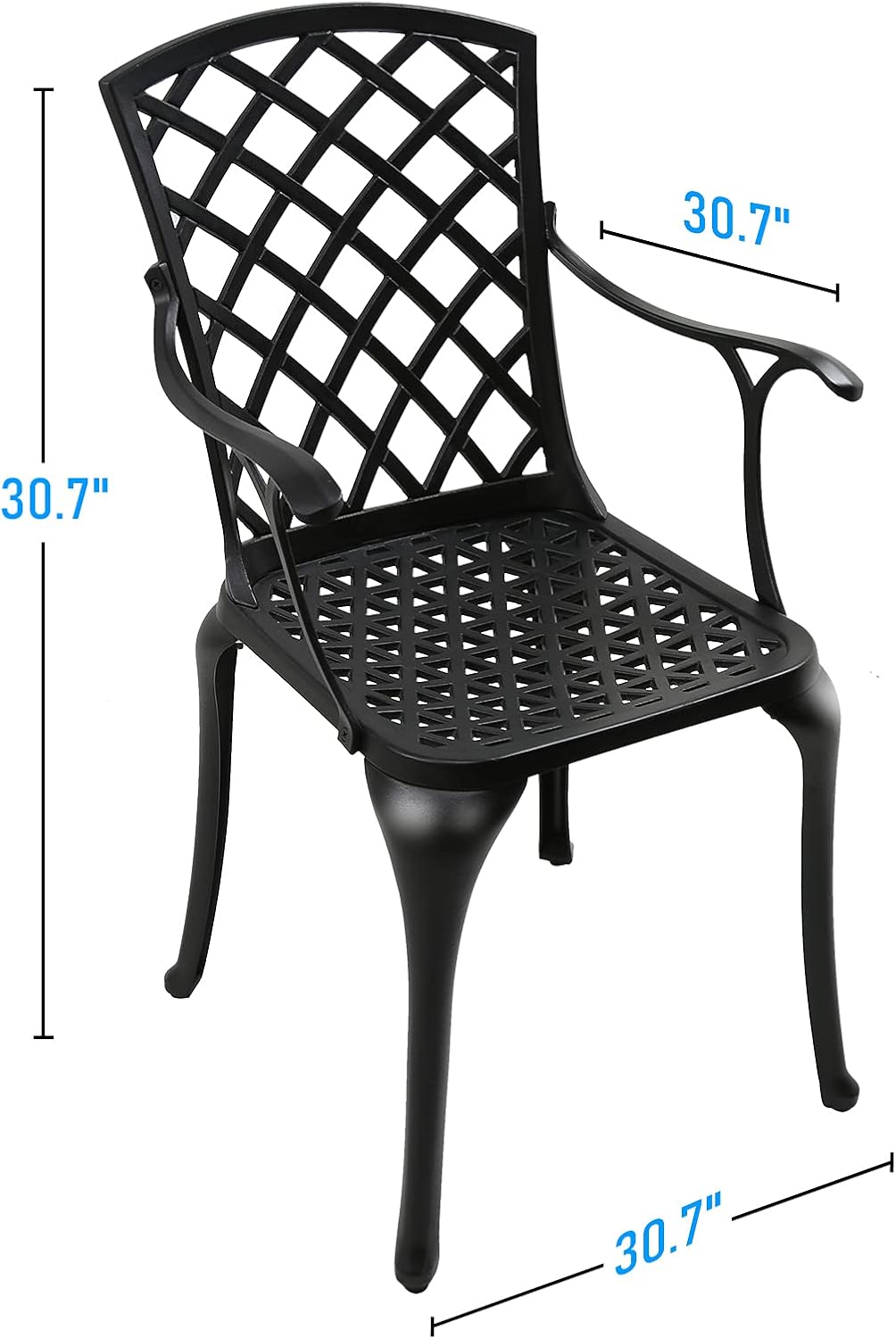 Black Cast Aluminum Outdoor Dining Arm Chairs, Set of 4 Q834627