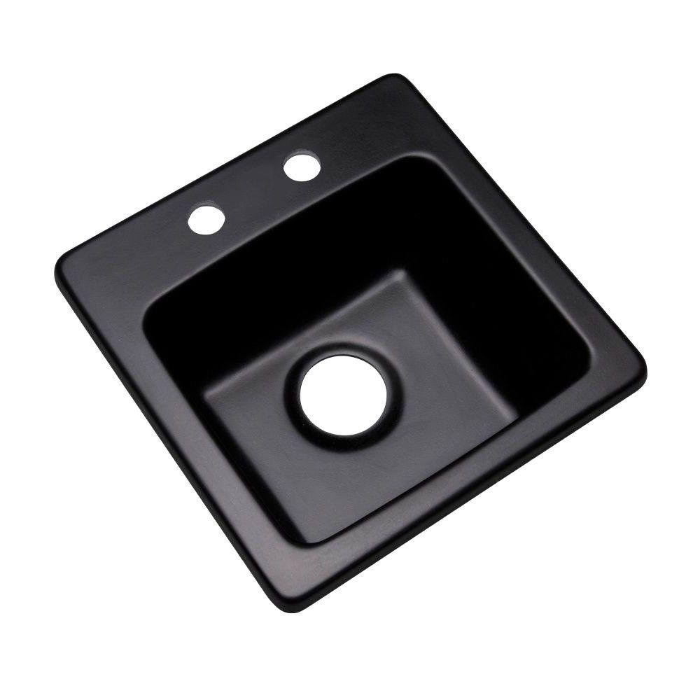 Black Composite Granite Prep Sink with Two Holes, 16-Inch K719754