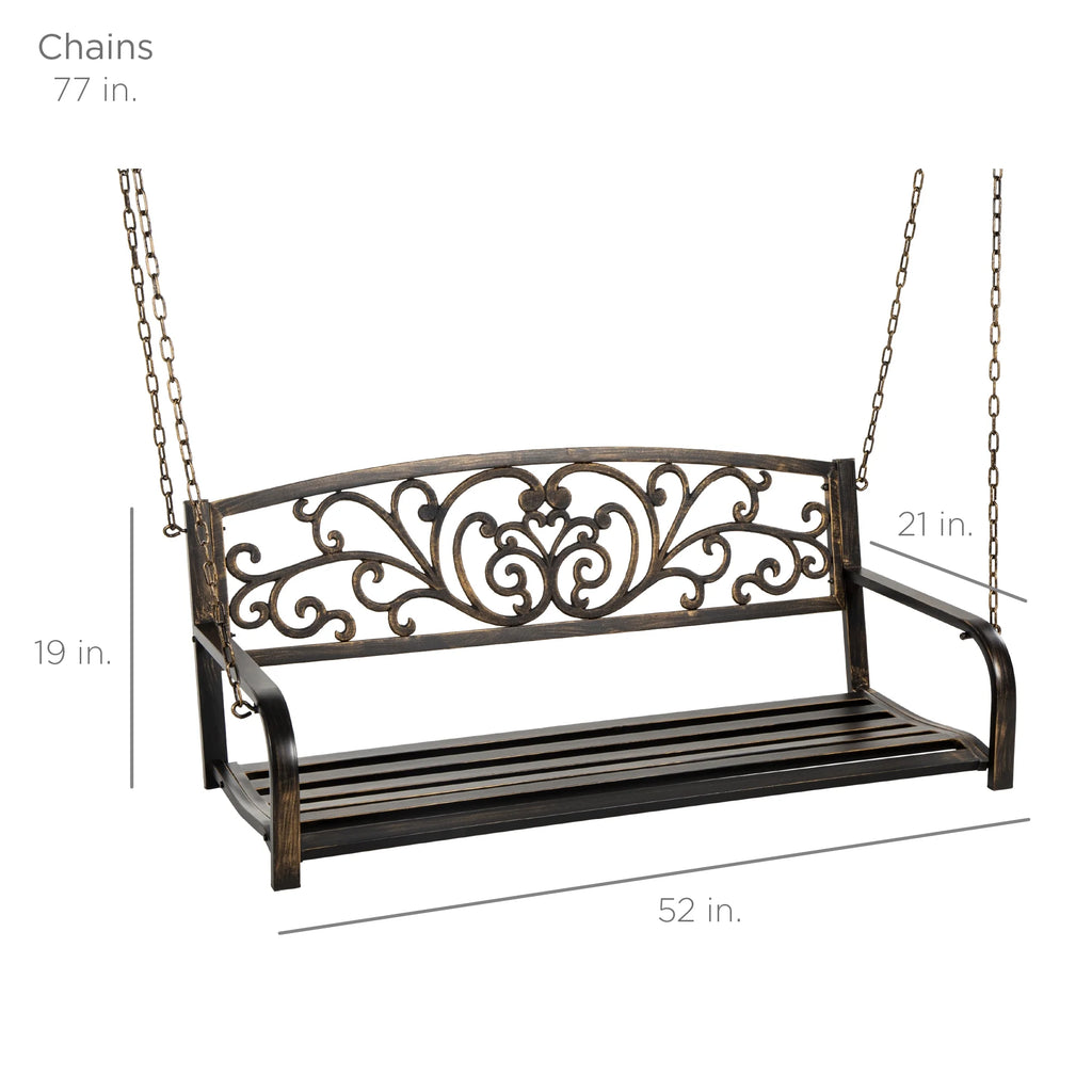 Bronze Metal Outdoor Porch Swing A157741