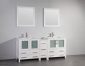 72 in. White Double Sink Ceramic Vanity Cabinet with Mirror Y7316