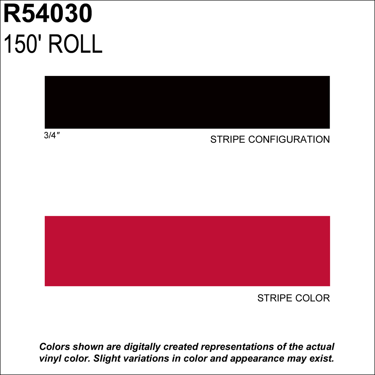 Tomato Red Striping Tape, 3/4 in x 150 ft Z369806