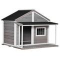 Wooden Raised Dog House with Asphalt Roof W9696