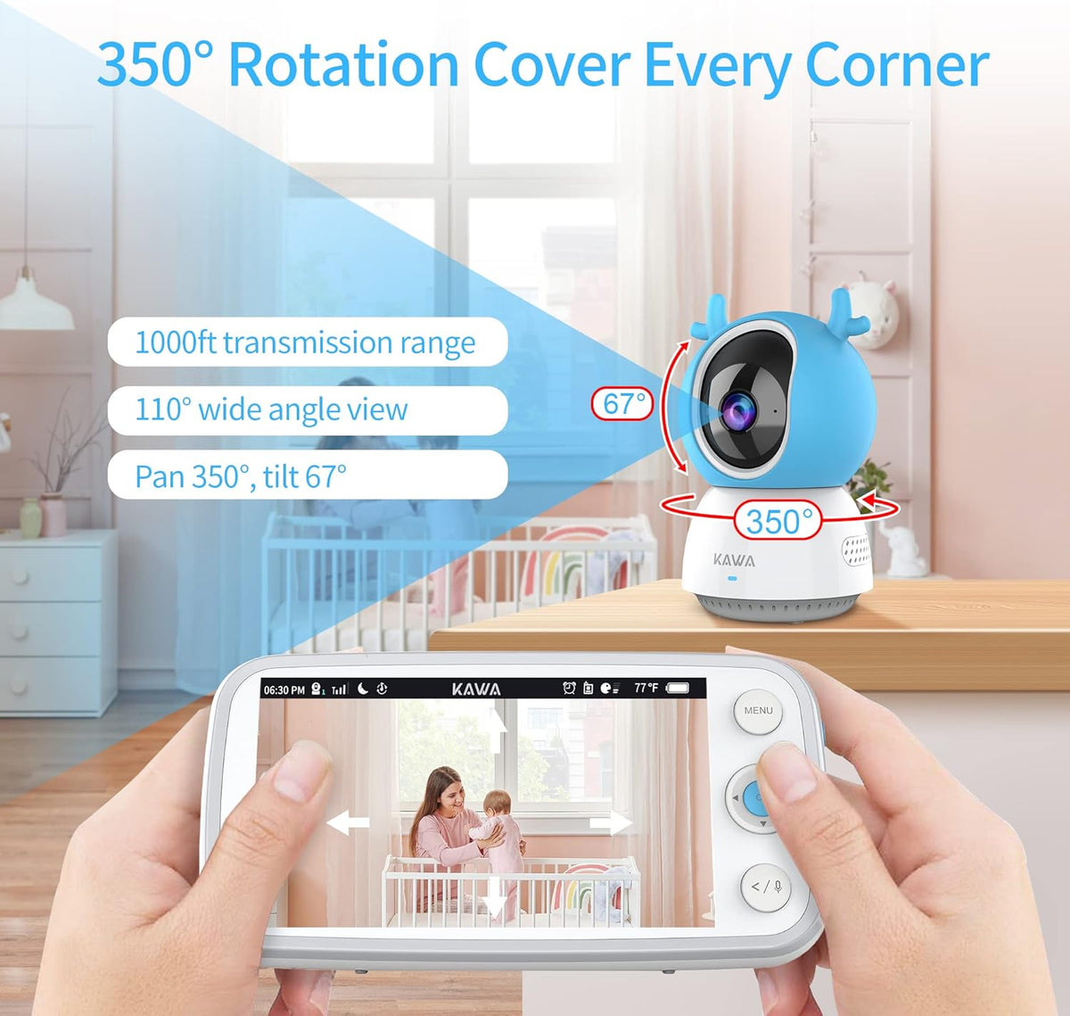 5 720P HD Video Baby Monitor with Night Vision and 2-Way Audio V460161