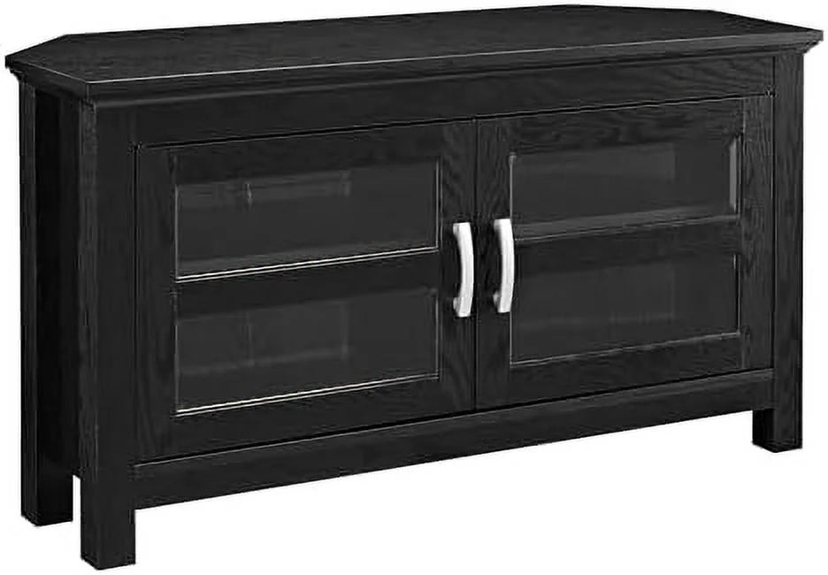 2 Door Corner Wood TV Stand up to 48" 44 Inch Black A13573