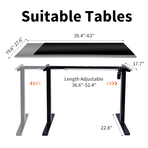 Black Height Adjustable Electric Standing Desk Frame F982