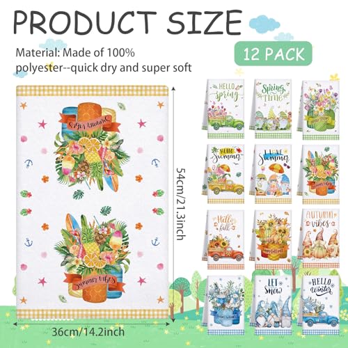 12 Pcs Seasonal Kitchen Towels Set X68732