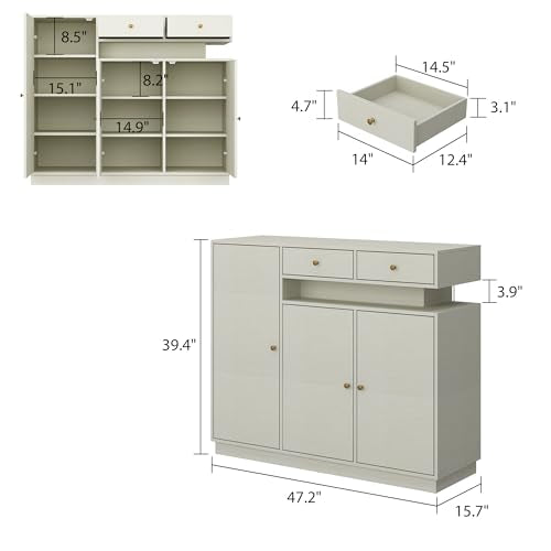 Light Grey Shoe Cabinet with 3 Doors and 2 Drawers C866