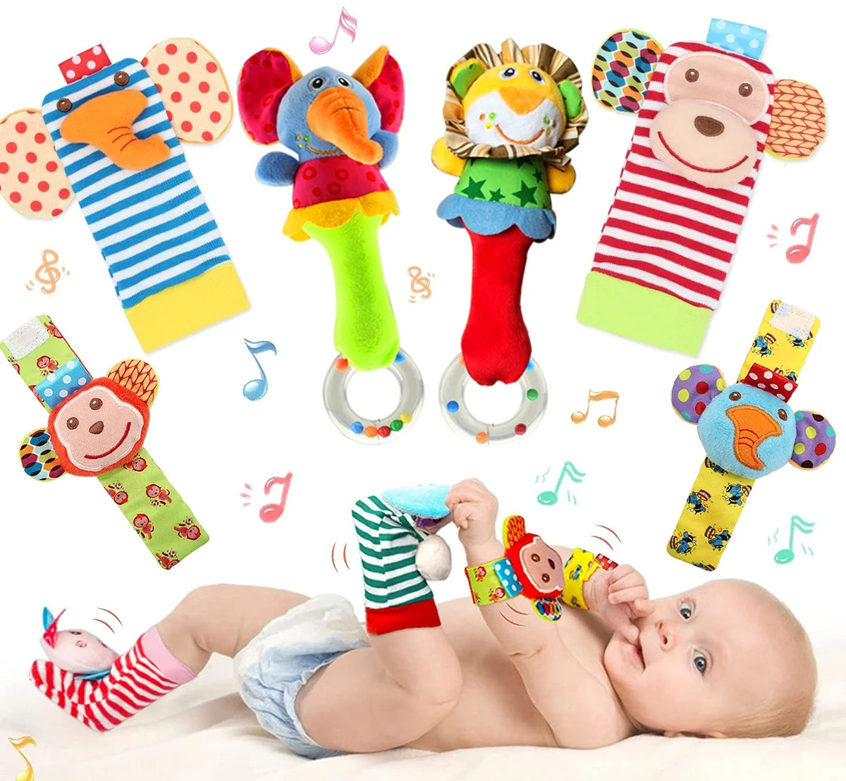 6 Pcs Baby Soft Rattle and Socks Toys Set O334