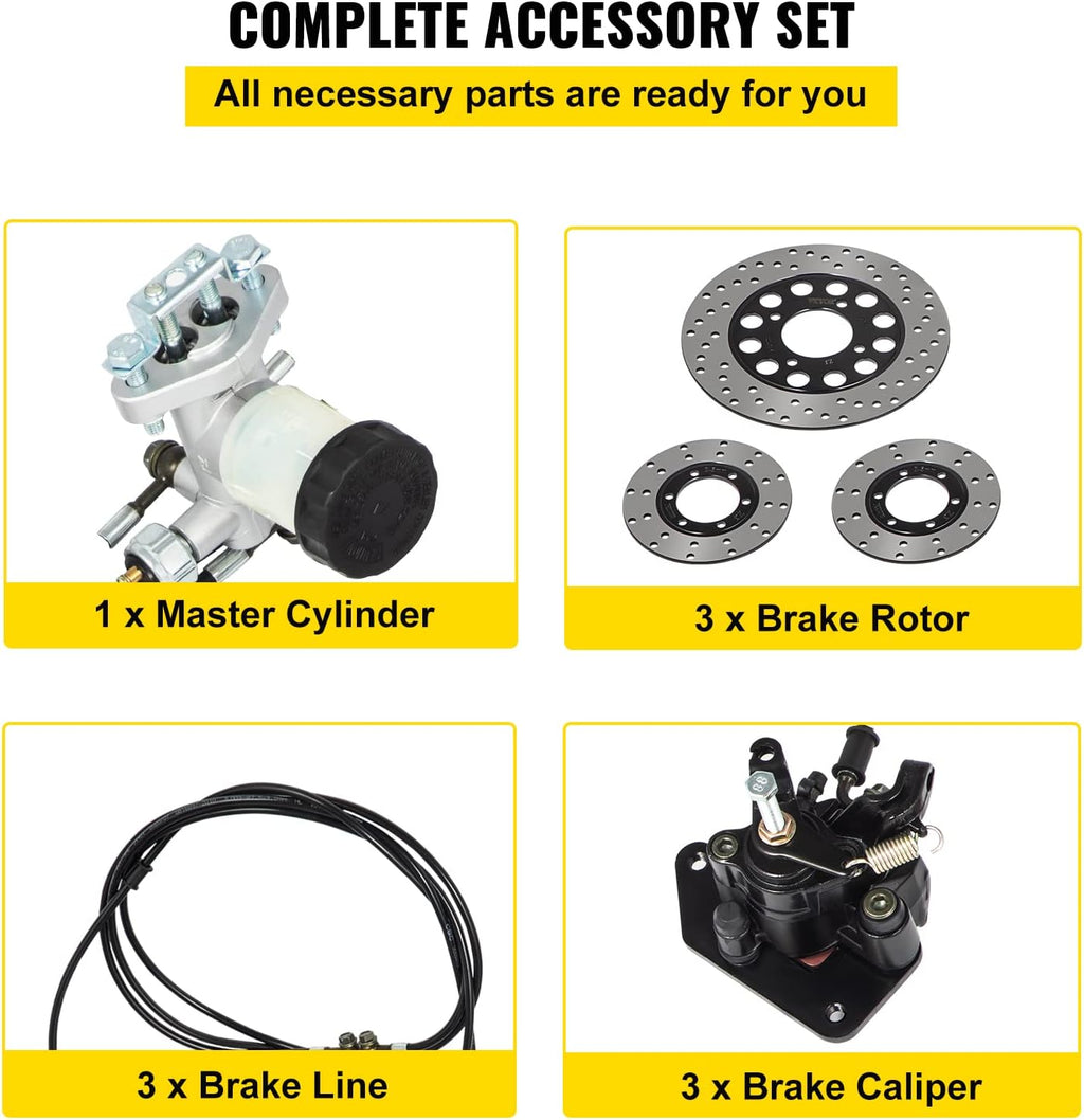 150cc Go Kart Hydraulic Brake Kit with Master Cylinder, Hose, Caliper, Pad P806